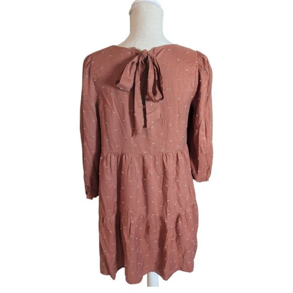 MINE Women's Rust Orange Swiss Dot Cotton Dress Medium - Picture 3 of 3